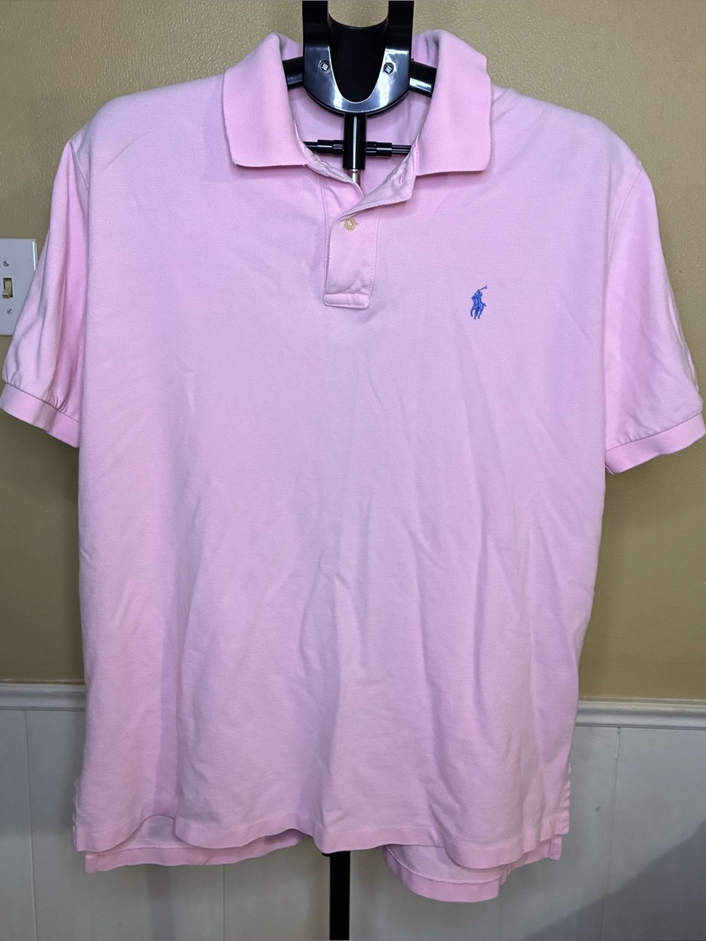 Ralph Lauren Men’s Polo Shirt in Light Pink with Blue Logo
